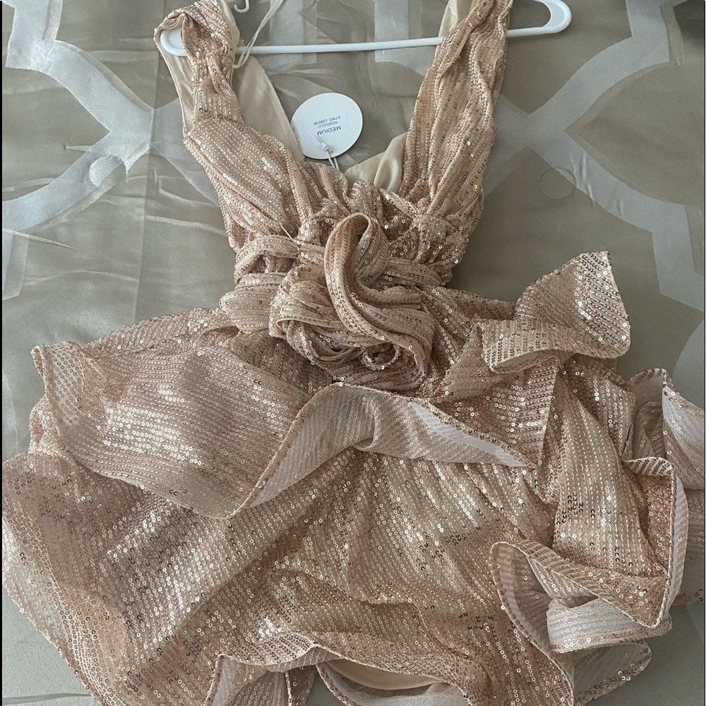 CHAMPAGNE COLORED SEQUIN DRESS